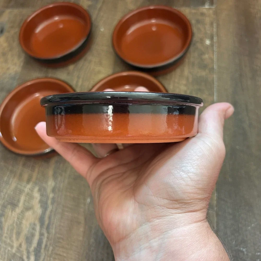 Cermer Terracotta Ramekins Set of 5 Glazed Tapas Dishes Oven Safe 4.5in